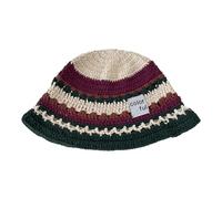FIRSTXIU Chapeau cloche occidental tissé à la main respirant Cloches vintage simple crochet coloré vintage vagues seau, Beige/vert., Taille unique