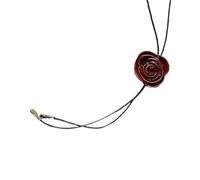 FIRSTXIU Collier avec pendentif camélia réglable symbolisant l'élégance et la noblesse avec des motifs à tirer pour un style polyvalent, Leather rope, Métal