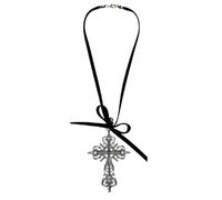 FIRSTXIU Collier avec pendentif en forme de cœur - Longueur réglable - Pour couples, hommes, femmes, garçons et filles, Cross 6cm, Alliage + tissu