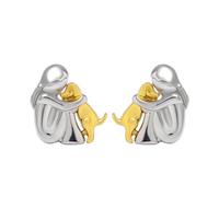 FIRSTXIU Collier/Boucles d'oreilles avec pendentif en forme de câlin entre petite fille et chien en alliage de zinc, bijoux d'amitié pour filles adolescentes, accessoires quotidiens