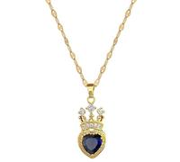 FIRSTXIU Collier, collier coloré en forme de cœur en oxyde de zirconium, chaîne en acier, collier tendance en forme d'amour, chaîne clavilce élégante, See dimensional drawing, Acier titane