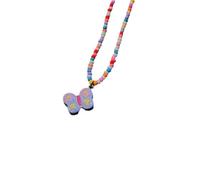 FIRSTXIU Collier, collier de perles avec pendentif papillon, chaîne tempérament, clavicule, bijoux tendance pour femmes et filles, As shown, Plastique/résine