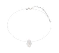 FIRSTXIU Collier, collier simple avec pendentif en opale invisible - Jolie chaîne de clavicule - Bijoux ras du cou, As shown, Métal