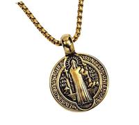 FIRSTXIU Collier, collier vintage pour homme double face avec pendentif médaillons d'exorcisme, amulette catholique, accessoire de bijoux, 27*37mm, Métal