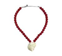 FIRSTXIU Collier de perles de verre fait à la main - Bijou de plage - Collier élégant en forme de coquillage, taille unique, Comme décrit, Comme décrit.