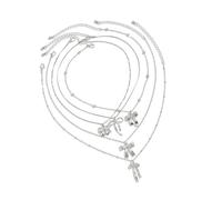 FIRSTXIU Collier délicat réglable avec pendentif en forme de nœud - Texture métallique - Convient pour diverses occasions, 36+7cm, Chaîne en cuivre + chaîne en fer plaqué cuivre + alliage