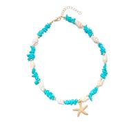 FIRSTXIU Collier, élégant collier côtier chaîne réglable étoiles de mer coquillages design léger bijoux allergiques pour Beachwea, As shown, Alliage, pierre concassée