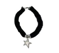 FIRSTXIU Collier, élégant collier en peluche noire avec pendentif étoile ou perles rondes pour clavicule chaînes réglables pour femme ras du cou bijoux pour un usage quotidien, 30cm, Peluche