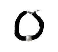 FIRSTXIU Collier, élégant collier en peluche noire avec pendentif étoile ou perles rondes pour clavicule chaînes réglables pour femme ras du cou bijoux pour un usage quotidien, 30cm, Peluche