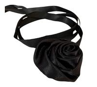 FIRSTXIU Collier, élégant collier fleur de rose simulation ruban collier collier femme clavicule chaîne accrocheur accessoire ras du cou, See dimensional drawing, Tissu