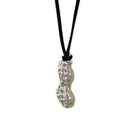 FIRSTXIU Collier élégant en forme de cacahuète, cordon en cuir noir, tendance, bijoux en alliage, texture en alliage, convient pour les femmes, The total length of the necklace is about 80cm, Alliage