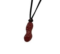 FIRSTXIU Collier élégant en forme de cacahuète, cordon en cuir noir, tendance, bijoux en alliage, texture en alliage, convient pour les femmes, The total length of the necklace is about 80cm, Alliage