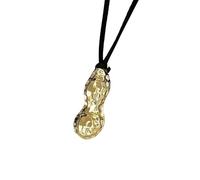 FIRSTXIU Collier élégant en forme de cacahuète, cordon en cuir noir, tendance, bijoux en alliage, texture en alliage, convient pour les femmes, The total length of the necklace is about 80cm, Alliage