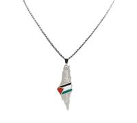 FIRSTXIU Collier ethnique réglable en acier inoxydable avec carte de la Palestine - Bijou unique à porter au quotidien