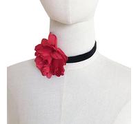 FIRSTXIU Collier, fleurs élégante rose clavicule chaîne automne et hiver pull Collocation délicate chaîne de cou, Flowers 10cm, Tissu