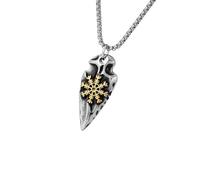 FIRSTXIU Collier multi-usage vikinged bouclier rune doré antique en acier inoxydable pendentif amulette nordique pour homme tenue décontractée, Acier inoxydable