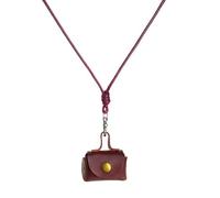 FIRSTXIU Collier, pochette vintage en cuir robuste pour ranger les écouteurs et les pièces de monnaie, petits motifs longs pour femmes à la mode, 5.2x3.6cm, Cuir