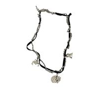 FIRSTXIU Collier ras-du-cou gothique en cuir avec motif de chauve-souris, araignées, crâne, style punk, croisé, bijoux tendance, fête, Halloween, As shown, Alliage + corde en cuir