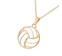 FIRSTXIU Collier sportif en acier inoxydable avec breloque ballon de volley-ball, collier réglable confortable et élégant bijoux accessoires cadeau élégant collier de sport en acier inoxydable, taille