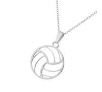 FIRSTXIU Collier sportif en acier inoxydable avec breloque ballon de volley-ball, collier réglable confortable et élégant bijoux accessoires cadeau élégant collier de sport en acier inoxydable, taille