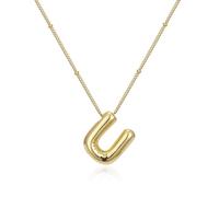 FIRSTXIU Collier, style ballon, collier avec lettre lisse, chaîne en alliage réglable, convient aux femmes jeunes et à la mode, Necklace length 45cm, Métal