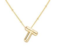 FIRSTXIU Collier, style ballon, collier avec lettre lisse, chaîne en alliage réglable, convient aux femmes jeunes et à la mode, Necklace length 45cm, Métal