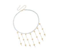 FIRSTXIU Collier, style baroques à la mode, long collier de perles pour femme, design élégant et vintage pour les occasions formelles, As shown, Perle d'imitation, alliage