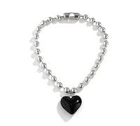 FIRSTXIU Collier, tendance tendance légère de luxe cœur clavicule chaîne tempérament simple cristal froid collier en forme d'amour, 4cm Pendant, Métal