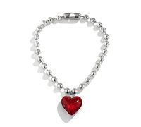 FIRSTXIU Collier, tendance tendance légère de luxe cœur clavicule chaîne tempérament simple cristal froid collier en forme d'amour, 4cm Pendant, Métal