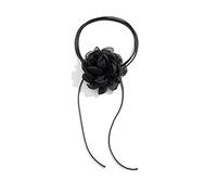 FIRSTXIU Collier, tendance tendance maille fleur rose clavicule chaîne tempérament simple froid réglable collier corde cirée blanche, Length 200cm, Fil ciré + maille