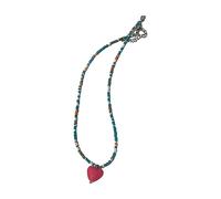 FIRSTXIU Colliers, collier avec pendentif en forme de cœur, collier tempérament, collier de clavicule, collier ras du cou, bijoux colorés en perles, 40 cm, Cristal