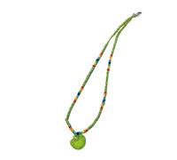 FIRSTXIU Colliers, collier avec pendentif en forme de cœur, collier tempérament, collier de clavicule, collier ras du cou, bijoux de fête, collier de perles colorées, As shown, perles de riz en verre