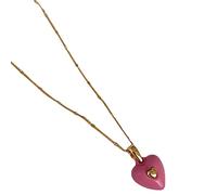 FIRSTXIU Colliers, couleur bonbon coeur amour pendentif collier bijoux coréen or chaîne métal pendentif amour collier personnalité clavicule chaîne, Chain length 44+6cm, heart diameter 1cm, Cuivre