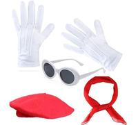FIRSTXIU Costume français des années 1980, bérets, chapeau, lunettes, écharpe, gants, kits d'artistes pour Halloween, cosplay, carnavals