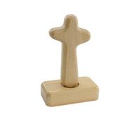 FIRSTXIU Croix en bois avec support - Sculpture chrétienne catholique debout pour baptême, église, décoration de table pour cadeau de prière