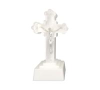 FIRSTXIU Crucifix Station avec lumière LED - Statue catholique chrétienne - Cadeau de prière religieuse - Décoration d'église - Croix