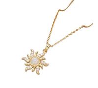 FIRSTXIU Élégant collier avec pendentif tournesol en oxyde de zirconium avec pierres de haute qualité pour femmes à la mode, Acier titane