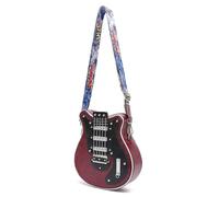 FIRSTXIU Élégant sac à bandoulière en cuir PU en forme de guitare décontracté pour les amateurs de musique et les voyageurs, rouge vin, Taille unique