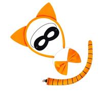 FIRSTXIU Ensemble d'accessoires de costume de chat avec oreilles de chat, bandeaux, queue, nœud papillon, jupe tutu, kits d'accessoires pour enfants, tout-petits, costume d'Halloween et de cosplay