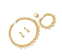 FIRSTXIU Ensemble de bijoux polyvalents en perles, collier, boucles d'oreilles, bagues, décoration pour tous les jours élégants, collier et boucles d'oreilles