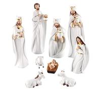 FIRSTXIU Ensemble de décorations de Noël en résine pour crèche de Jésus, figurine sainte pour la maison, la chambre à coucher, le salon