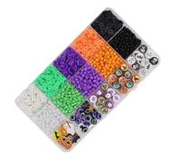 FIRSTXIU Ensemble de perles pour enfants sur le thème d'Halloween avec breloque et cordon élastique - Composants de bijoux pratiques - Sélection de perles colorées