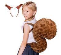 FIRSTXIU Ensemble oreilles et queue d'écureuil avec oreilles d'écureuil, bandeau, queue d'écureuil, accessoires de costume pour Halloween, bandeau avec kit