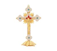 FIRSTXIU Figurine en métal émaillé pour croix Jésus Crucifié Art catholique Chrétien Statue pour la maison, la chambre à coucher, le salon, la voiture Decoratio