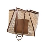 FIRSTXIU Grand sac à main élégant en maille creuse pour femme, léger pour voyage, piscine, salle de sport, marron, 33*29*11cm
