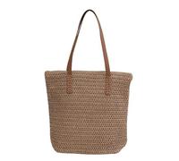 FIRSTXIU Grand sac à main rétro en paille tissée pour femme, décontracté, plage, voyage, sac à bandoulière spacieux pour un usage quotidien, kaki, Taille unique