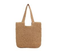 FIRSTXIU Grand sac de plage en paille tissée pour femme, sac de vacances léger, sac à bandoulière pour l'école, les activités de plein air, kaki, Taille unique
