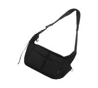 FIRSTXIU Grand sac en nylon pour femme avec plusieurs poches et sangle réglable, sac à bandoulière tendance pour l'école, Noir , Taille unique