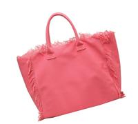 FIRSTXIU Grand sac en toile pour femme avec pompons décoratifs, sacs à bandoulière, sac à main pour le travail, les voyages et les trajets quotidiens, rose, Taille unique
