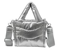 FIRSTXIU Grand sac matelassé pour femme, sac à bandoulière léger et spacieux, idéal pour les voyages ou le travail, Argenté., Taille unique